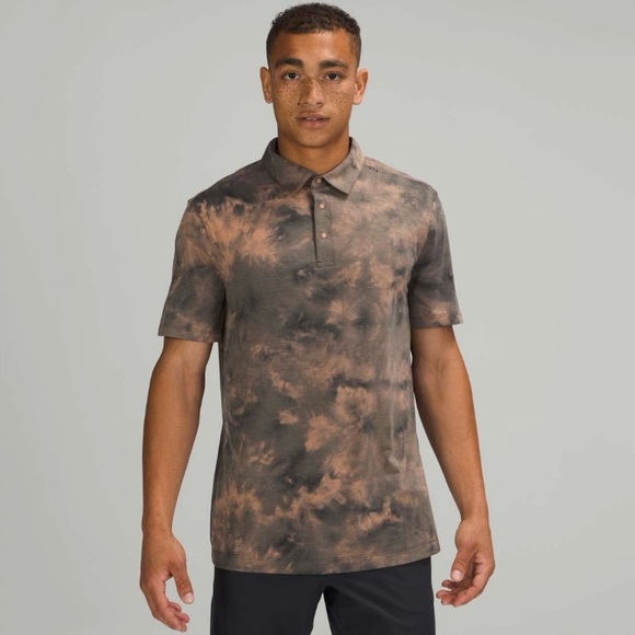 Lululemon Evolution Short Sleeve Polo in Diamond Dye Sedona Sunset Graphite Grey - Picture 1 of 7